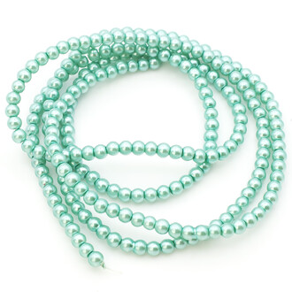 Бусины стекло под жемчуг Шар 8 мм ±105 шт. 80 см Бирюзовый