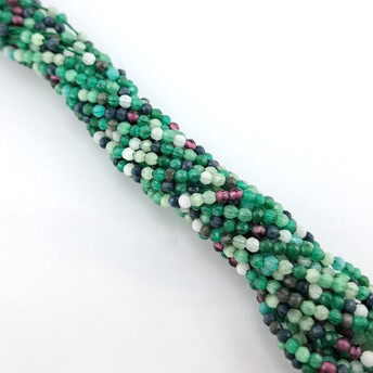 Бусины Шпинель огранка круглая 2 мм Ø 0,5 мм 190 шт. нить 36 см Зелено-фиолетовый