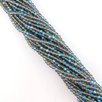 Бусины Шпинель огранка круглая 3 мм Ø 0,8 мм +-130 шт. нить 37 см Серо-зеленый