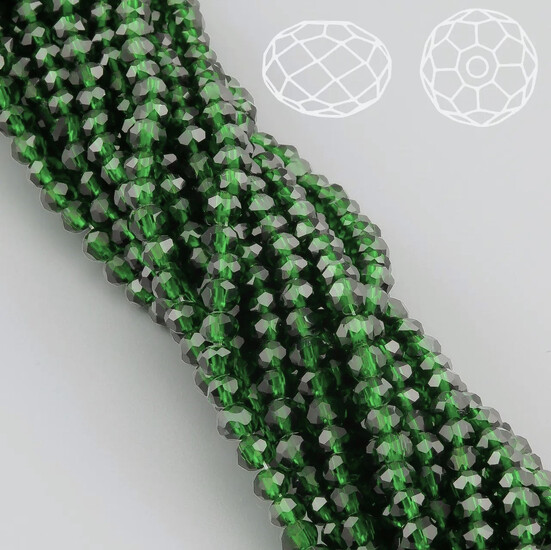 Бусины Swarovski огранка рондель 3х2,5 мм Ø 0,8 мм ±36 см (±153 шт.) Изумрудный прозрачный