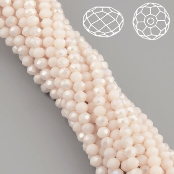 Бусины Swarovski огранка рондель 3х2,5 мм Ø 0,8 мм ±36 см (±153 шт.) Пудровый АВ непрозрачный