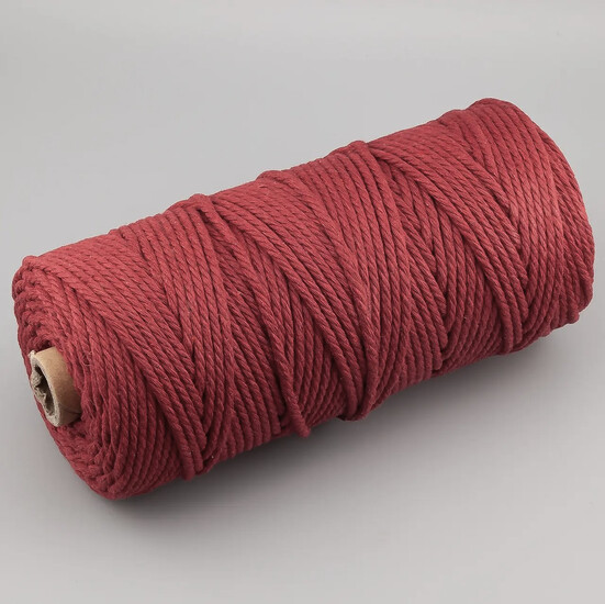 Канат для макраме веревка хлопковая 3 мм +-100 м Бордовый