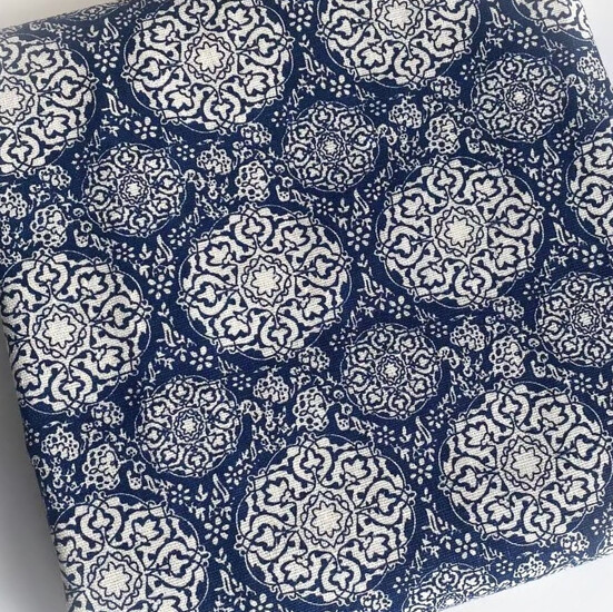 Ткань 55% лен 45% хлопок 180 г/м² 1,5 м 1 м принт Hydrangea blue and white