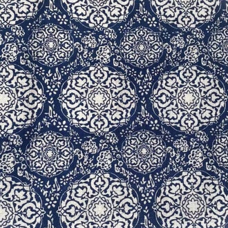 Ткань 55% лен 45% хлопок 180 г/м² 1,5 м 1 м принт Hydrangea blue and white