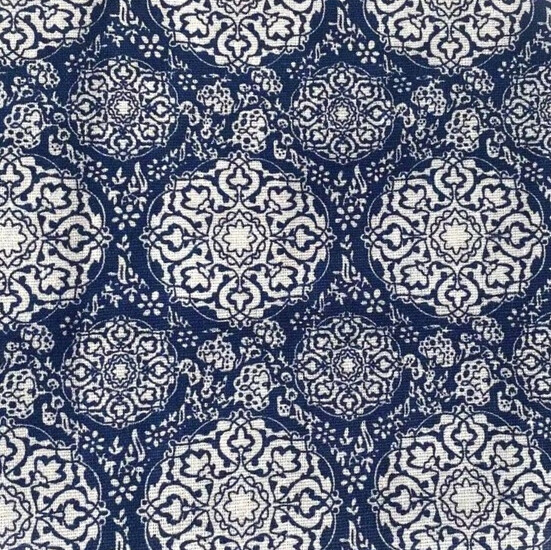Ткань 55% лен 45% хлопок 180 г/м² 1,5 м 1 м принт Hydrangea blue and white