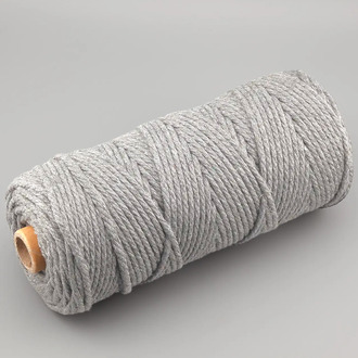 Канат для макраме веревка хлопковая 3 мм +-100 м Серый светлый
