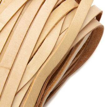 Шнур кожаный Плоский 8х2 мм 1 м Бежевый