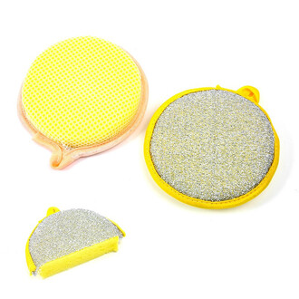 Губка двусторонняя мочалка скребок 12 см 1 шт. Разных цветов