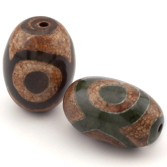 Бусина Дзи 3 глаза 30х20 мм 1 шт. (усиливает мудрость и разум)