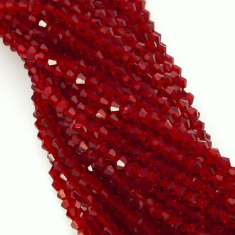 Бусины хрустальные Биконус 4х4,2 мм Ø 1 мм (+-95 шт.) Красный