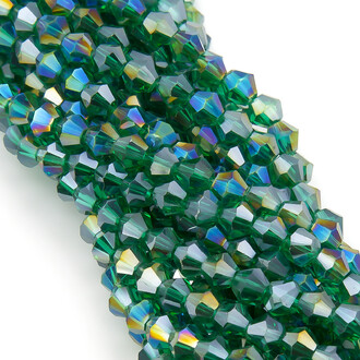 Бусины хрустальные Биконус 4х4,2 мм Ø 1 мм (+-95 шт.) Зеленый АВ