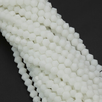 Бусины хрустальные Биконус 3,5х3,2 мм Ø 0,8 мм (+-125 шт.) Белый непрозрачный