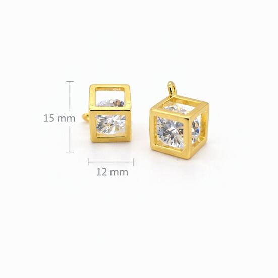 Підвіска метал Crystal cube 12х15и мм 1 шт. Прозорий