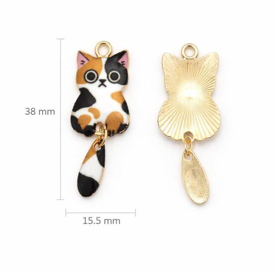 Підвіска метал Lucky Cat Charm 15,5х38 мм 1 шт. Барвистий