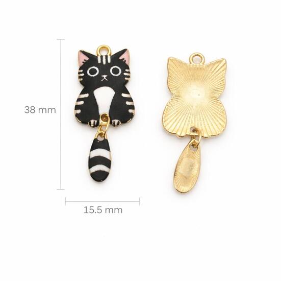 Підвіска метал Lucky Cat Charm 15,5х38 мм 1 шт. Чорний