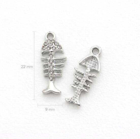 Підвіска метал fish skeleton 9х22 мм 1 шт. Срібний