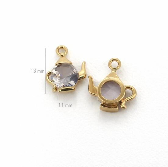 Підвіска метал Crystal teapot з з цирконом 11х13 мм 1 шт. Золотий
