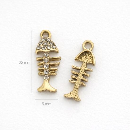 Підвіска метал fish skeleton 9х22 мм 1 шт. Золото