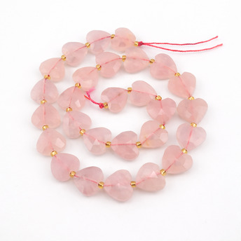 Розовый кварц бусины в форме сердца из камня 14х13 мм ±37 см 26 шт.