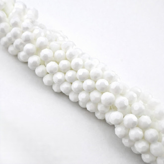 Бусины хрусталь огранка шар 8х7,5 мм Ø 1,2 мм ±49 см (±65 шт.) Белый