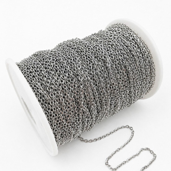 Ланцюг паяний нержавіюча сталь LS Cable Chain 2,4х3х0,5 мм 1 м Платина