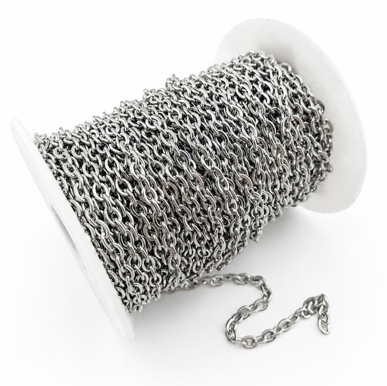 Ланцюг нержавіюча сталь LS Cable Chain 3,9х4,9х0,75 мм 1 м Платина