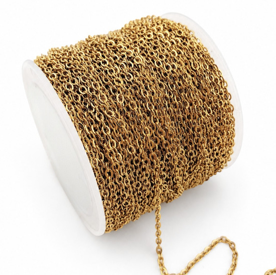 Ланцюг паяний нержавіюча сталь LS Cable Chain 1,6х2,4х0,3 мм 1 м Золотистий