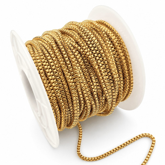 Ланцюг нержавіюча сталь LS Box Chain 1,5х1,3х0,2 мм 1 м Золотистий
