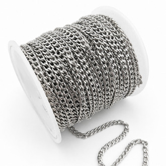 Ланцюг нержавіюча сталь LS Curb Chain 2,8х4х0,75 мм 1 м Платина