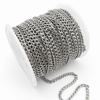 Ланцюг нержавіюча сталь LS Curb Chain 2,8х4х0,75 мм 1 м Платина