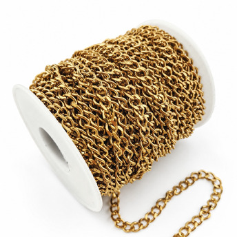 Ланцюг нержавіюча сталь LS Curb Chain 4,3х6х1 мм 1 м Золотистий