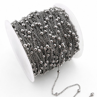 Ланцюг нержавіюча сталь LS Satellite Chain 0,9х1,2х0,2 мм вставка 2,5 мм 1 м Платина