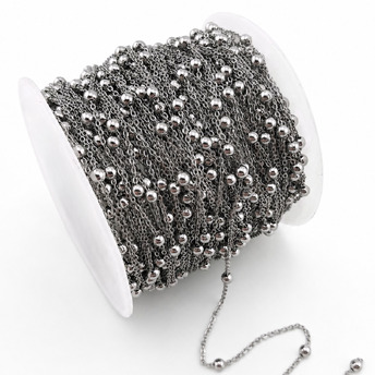Ланцюг нержавіюча сталь LS Satellite Chain 0,9х1,2х0,2 мм вставка 2,5 мм 1 м Платина