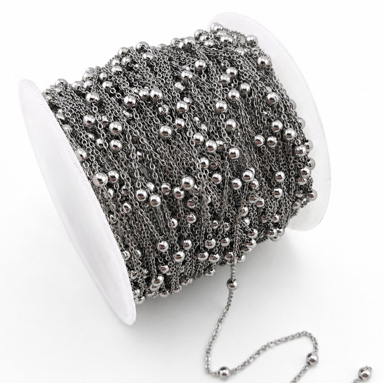 Ланцюг нержавіюча сталь LS Satellite Chain 0,9х1,2х0,2 мм вставка 2,5 мм 1 м Платина
