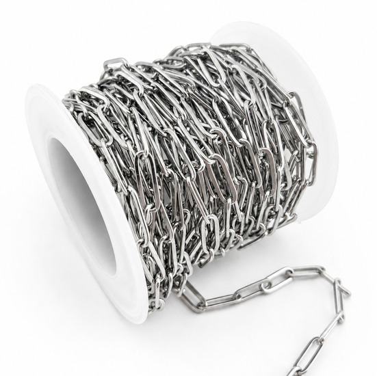 Ланцюг паяний нержавіюча сталь LS Paperclip 4х12х0,8 мм 1 м Платина