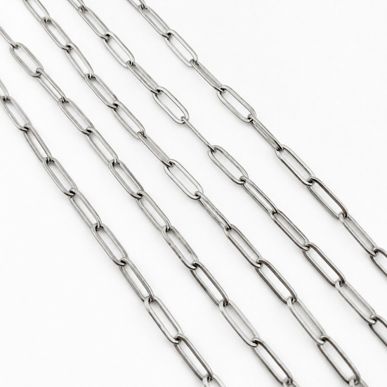 Ланцюг паяний нержавіюча сталь LS Paperclip 4х12х0,8 мм 1 м Платина