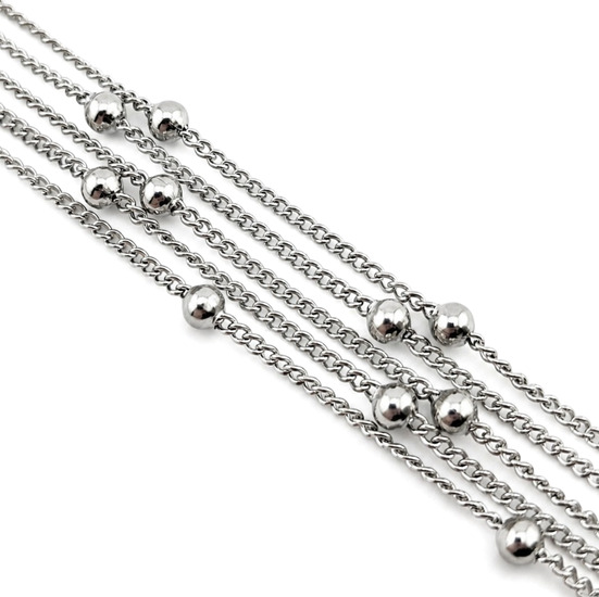 Ланцюг паяний нержавіюча сталь LS Satellite Chain 1,8х2,4х0,5 мм вставка 4 мм 1 м Платина