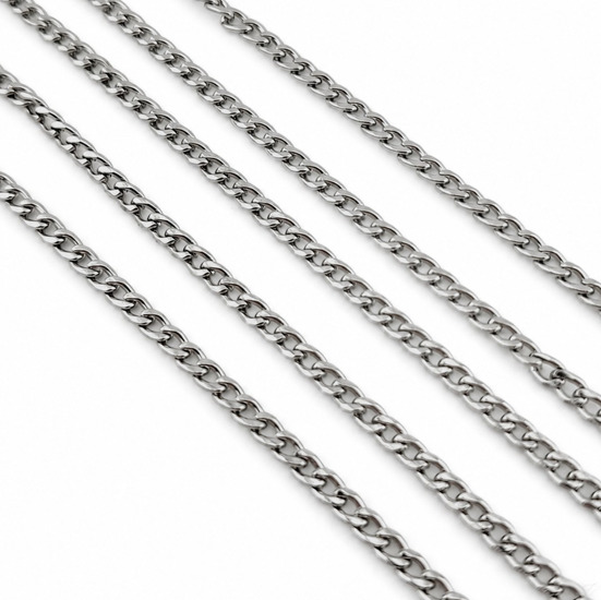 Ланцюг нержавіюча сталь LS Curb Chain 2,8х4х0,75 мм 1 м Платина