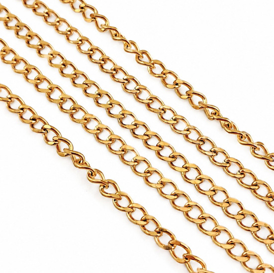 Ланцюг нержавіюча сталь LS Curb Chain 4,3х6х1 мм 1 м Золотистий