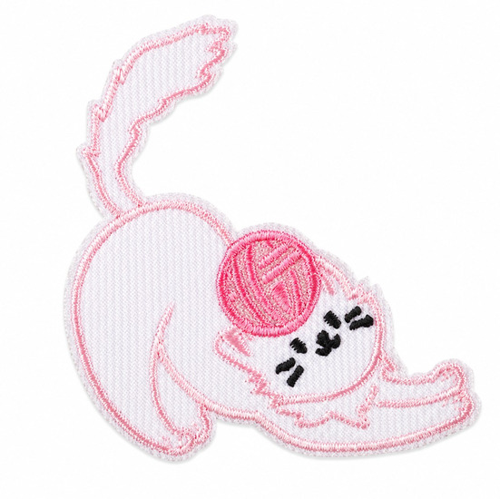 Термоаплікація Pink cat вишита 5,8х6,3 см 1 шт. Рожево-білий