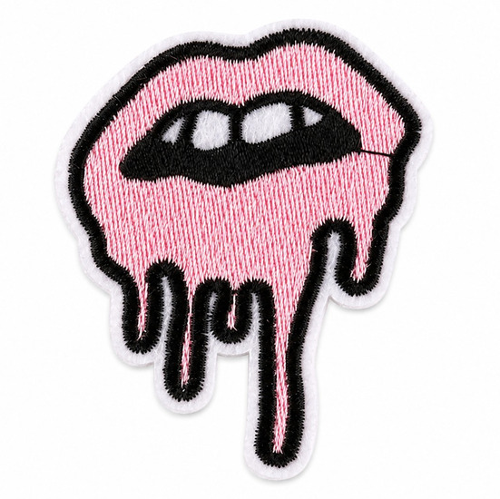 Термоаплікація Melting Lips вишита 5,2х6,5 см 1 шт. Рожево-чорний