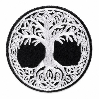 Термоаплікація Tree of life вишита 7х7 см 1 шт. Біло-чорний