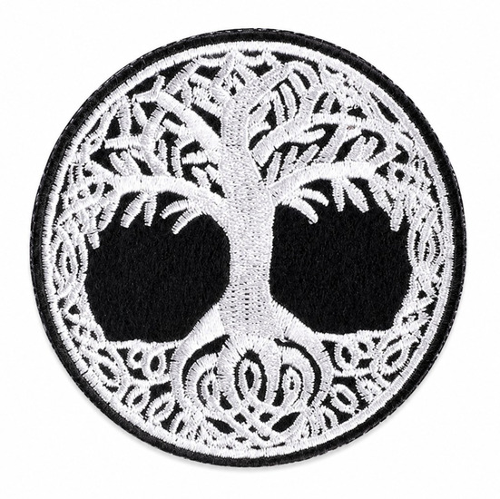Термоаплікація Tree of life вишита 7х7 см 1 шт. Біло-чорний