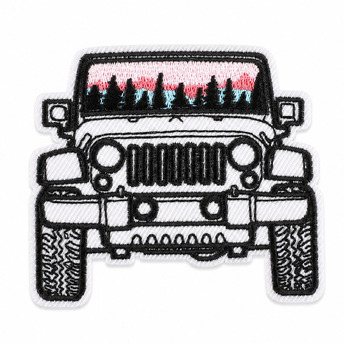 Термоаплікація Jeep вишита 7,5х6,5 см 1 шт. Біло-чорний