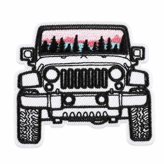 Термоаппликация Jeep вышитая 7,5х6,5 см 1 шт. Бело-черный