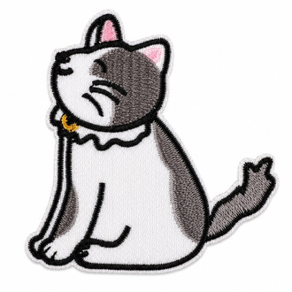 Термоаплікація Happy Cat вишита 5,9х6 см 1 шт. Біло-сірий