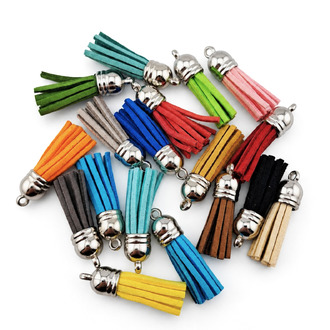 Китиця-підвіска замшева з ковпачком 35х10 мм 5 шт. Різних кольорів