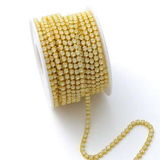 Стразовий ланцюг ss6 (2 мм) 1 м White Mocha АВ Lemon Gold