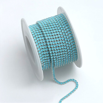 Стразовий ланцюг ss6 (2 мм) 1 м Aquamarine Opal Silver