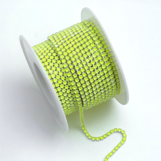 Стразовий ланцюг ss6 (2 мм) 1 м Fluorescent Lemon AB Silver